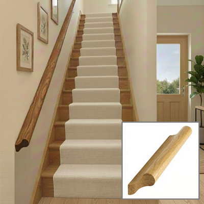 Oak Handrail Pigs Ear 1.2m Wall Mounted Handrail UK Manufactured