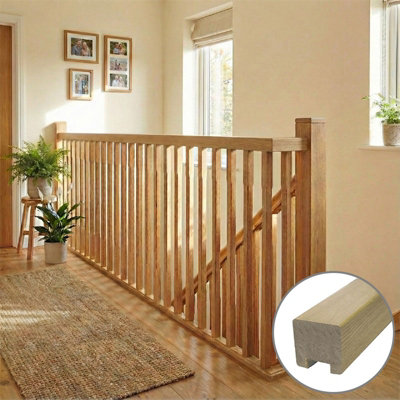 Oak Handrail Square 4.2m - 32mm Groove For Stair Spindles UK ...