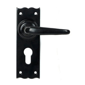 Oak Lever Euro Lock Set - Black