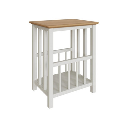 Oak Magazine Rack Table Cream Linen Ready Assembled