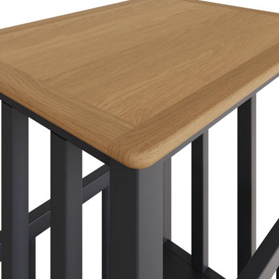 Oak Magazine Rack Table Graphite Blue Ready Assembled