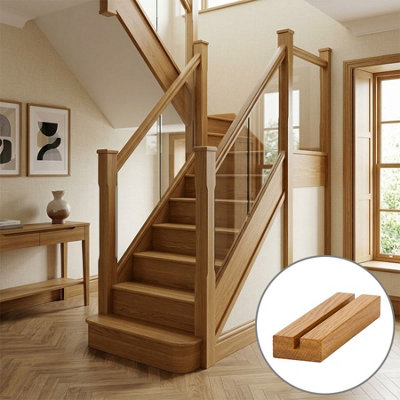 Oak Prefinished & Lacquered Baserail Modern 1.2m 10mm Groove For Glass ...