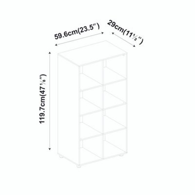 Oak, Red - 8-Cube Shelving Unit With Non Woven Inserts