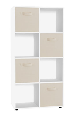 Oak, Red - 8-Cube Shelving Unit With Non Woven Inserts