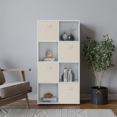 Oak, Red - 8-Cube Shelving Unit With Non Woven Inserts
