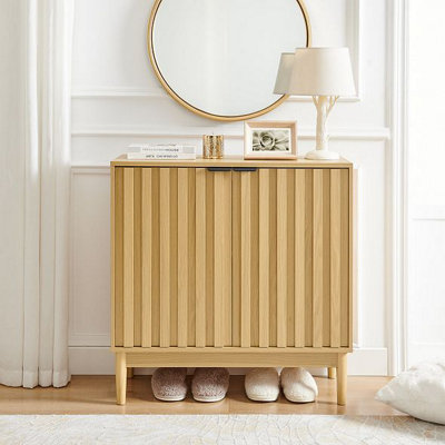 Oak Sideboard Buffet Cabinet w/ Storage - 2-Door Fluted