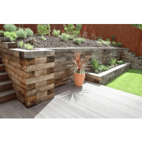 Oak Sleepers 4 Pack (L) 2.4m (W) 200mm (T) 100mm 70% PEFC Certified