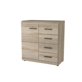 Oak Sonoma Link Highboard Cabinet - Elegant Storage with Four Drawers H870mm W800mm D420mm