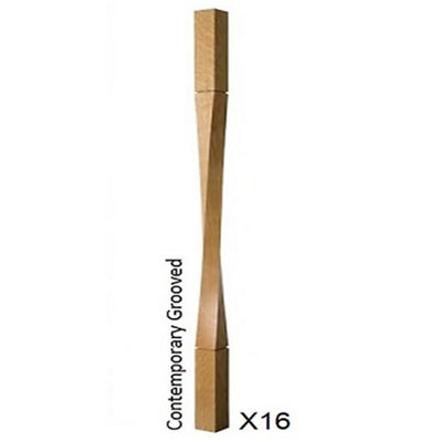 Oak Spindle Contemporary Grooved 55mm x 55mm x 900mm - 16 Pack UK ...