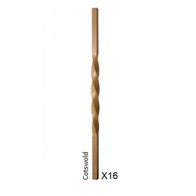 Oak Spindle Cotswold 32mm x 32mm x 900mm - 16 Pack UK Manufactured Traditional Products Ltd