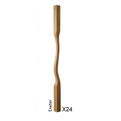 Oak Spindle Exeter 41mm x 41mm x 900mm - 24 Pack UK Manufactured Traditional Products Ltd