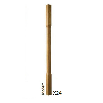 Oak Spindle Modern 41mm x 41mm x 900mm - 24 Pack UK Manufactured Traditional Products Ltd