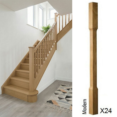 Oak Spindle Modern 55mm x 55mm x 900mm - 24 Pack UK Manufactured ...