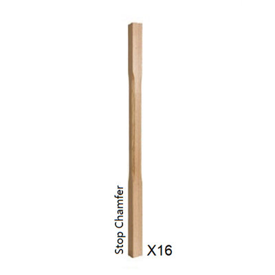 Oak Spindle Stop Chamfer 41mm x 41mm x 900mm - 16 Pack UK Manufactured Traditional Products Ltd