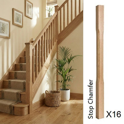 Oak Spindle Stop Chamfer 55mm x 55mm x 900mm - 16 Pack UK Manufactured ...