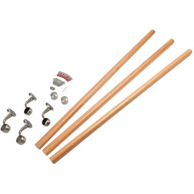 Oak Stair Handrail Kit 3.6m Rails Brackets Ends Screws Wood Timber Oak ...