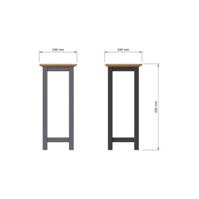 Oak Veneer Tall Side Table Graphite Blue Ready Assembled
