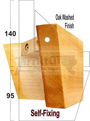 Oak Wash Wood Corner Feet 95mm High Replacement Furniture Sofa Legs Self Fixing Chairs Cabinets Beds Etc PKC300