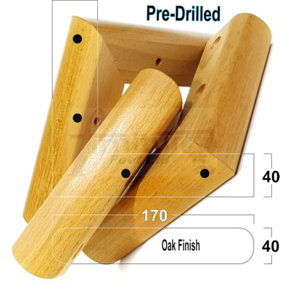 Oak Wood Corner Feet 45mm High Replacement Furniture Sofa Legs Self Fixing  Chairs Cabinets Beds Etc PKC321