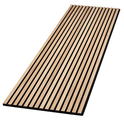 Oak Wood Veneer Acoustic Slat Panel 240 x 60cm, Easy to Cut & Install, Decorative Designer Finish