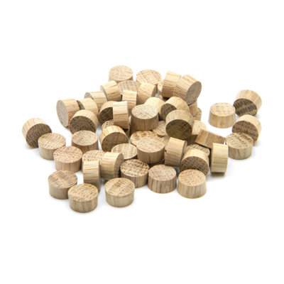 Oakcrafts - 12.7mm - 1/2" Oak Flat Head End Grain Plug - Pack of 100