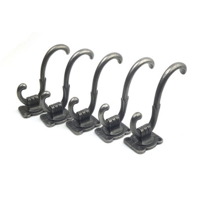 Oakcrafts - Antique Cast Iron Bricknell Coat Hook - Pack of 5 Hooks