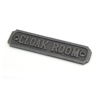 Oakcrafts - Antique Cast Iron 'Cloakroom' Sign - 148mm x 36mm