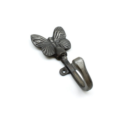 Oakcrafts - Antique Cast Iron Decorative Butterfly Coat Hook