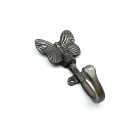 Oakcrafts - Antique Cast Iron Decorative Butterfly Coat Hook