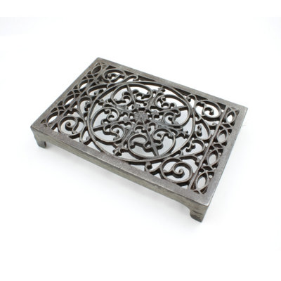 Oakcrafts - Antique Cast Iron Decorative Double Air Brick Trivet - 240mm x 162mm