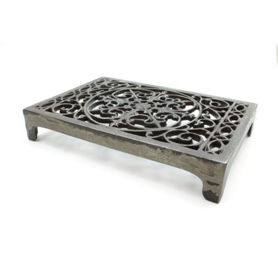 Oakcrafts - Antique Cast Iron Decorative Double Air Brick Trivet - 240mm x 162mm - 3