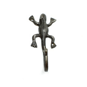 Oakcrafts - Antique Cast Iron Decorative Gecko Hook - 170mm x 85mm