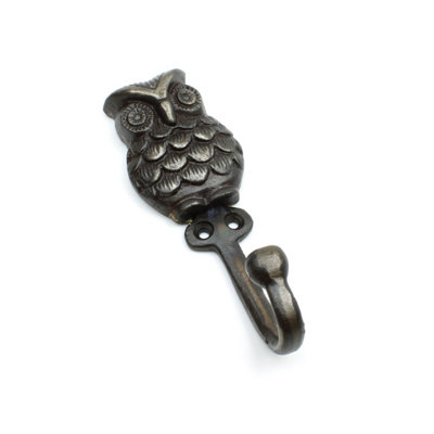 Oakcrafts - Antique Cast Iron Decorative Owl Hook - 165mm x 70mm