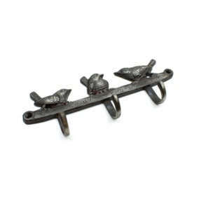 Oakcrafts - Antique Cast Iron Decorative Triple Bird Hooks