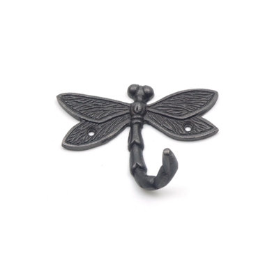 Oakcrafts - Antique Cast Iron Dragonfly Coat Hook - 110mm x 80mm