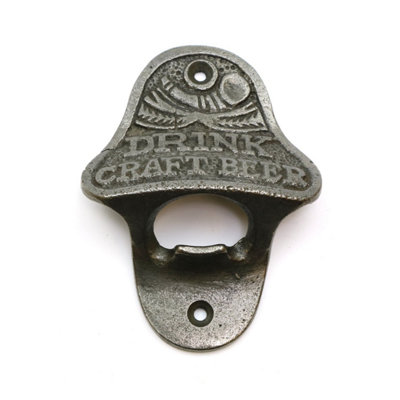 Oakcrafts - Antique Cast Iron 'Drink Craft' Wall Mounted Bottle Opener