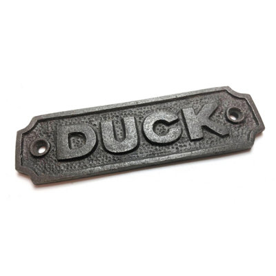 Oakcrafts - Antique Cast Iron DUCK Sign - 115mm x 35mm