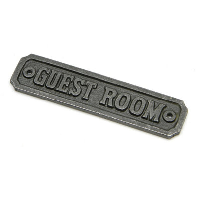 Oakcrafts - Antique Cast Iron 'Guest Room' Door Sign - 145mm x 35mm