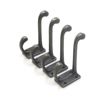 Oakcrafts - Antique Cast Iron Hall Stand Coat Hook  - Pack of 4 Hooks - 4