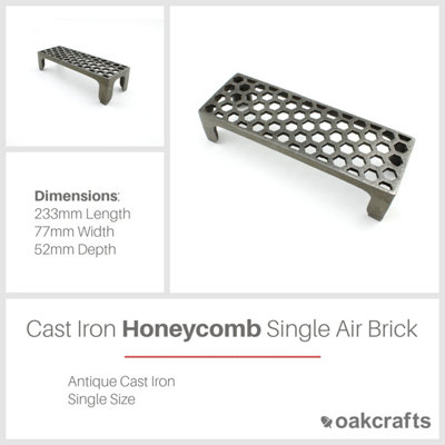 Oakcrafts - Antique Cast Iron Honeycomb Design Single Air Brick