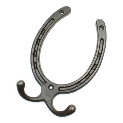 Oakcrafts - Antique Cast Iron Horseshoe Double Hook - Large