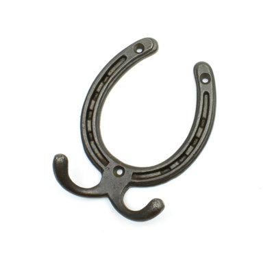 Oakcrafts - Antique Cast Iron Horseshoe Double Hook - Medium