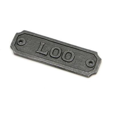 Oakcrafts - Antique Cast Iron 'Loo' Door Sign - 108mm x 35mm