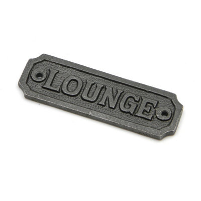 Oakcrafts - Antique Cast Iron 'Lounge' Door Sign - 108mm x 35mm