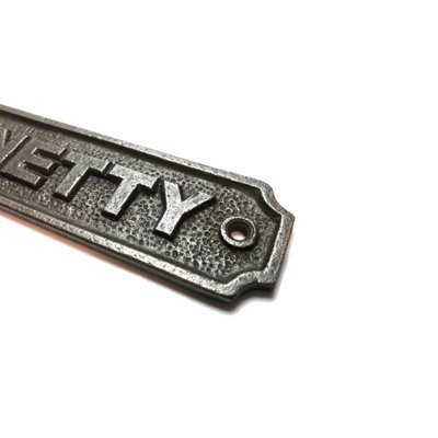 Oakcrafts - Antique Cast Iron NETTY (Toilet) sign - 115mm x 33mm
