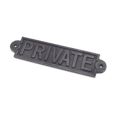 Oakcrafts - Antique Cast Iron 'Private' Sign - 188mm x 47mm