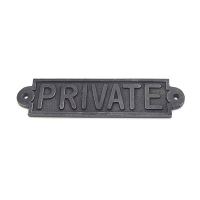 Oakcrafts - Antique Cast Iron 'Private' Sign - 188mm x 47mm