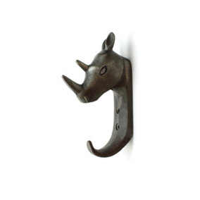 Oakcrafts - Antique Cast Iron Rhinoceros Single Hook - 125mm