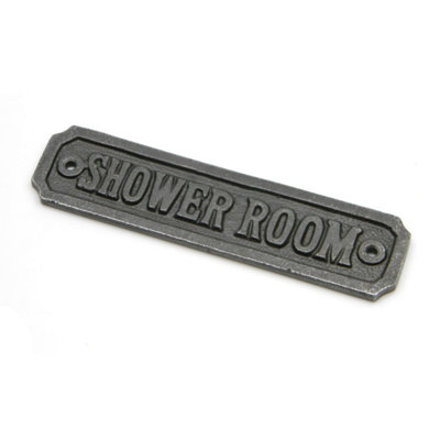 Oakcrafts - Antique Cast Iron 'Shower Room' Door Sign - 145mm x 35mm