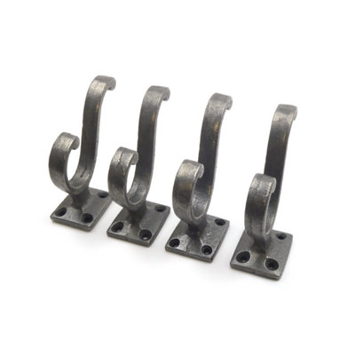 Oakcrafts - Antique Cast Iron Small Hall-Stand Coat Hook  - Pack of 4 Hooks - 3